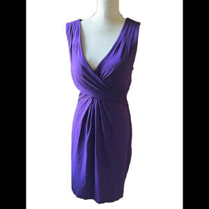 👗🟣Cache Dress Women Sz 14 Empire Waist Cross Over Bodice Purple